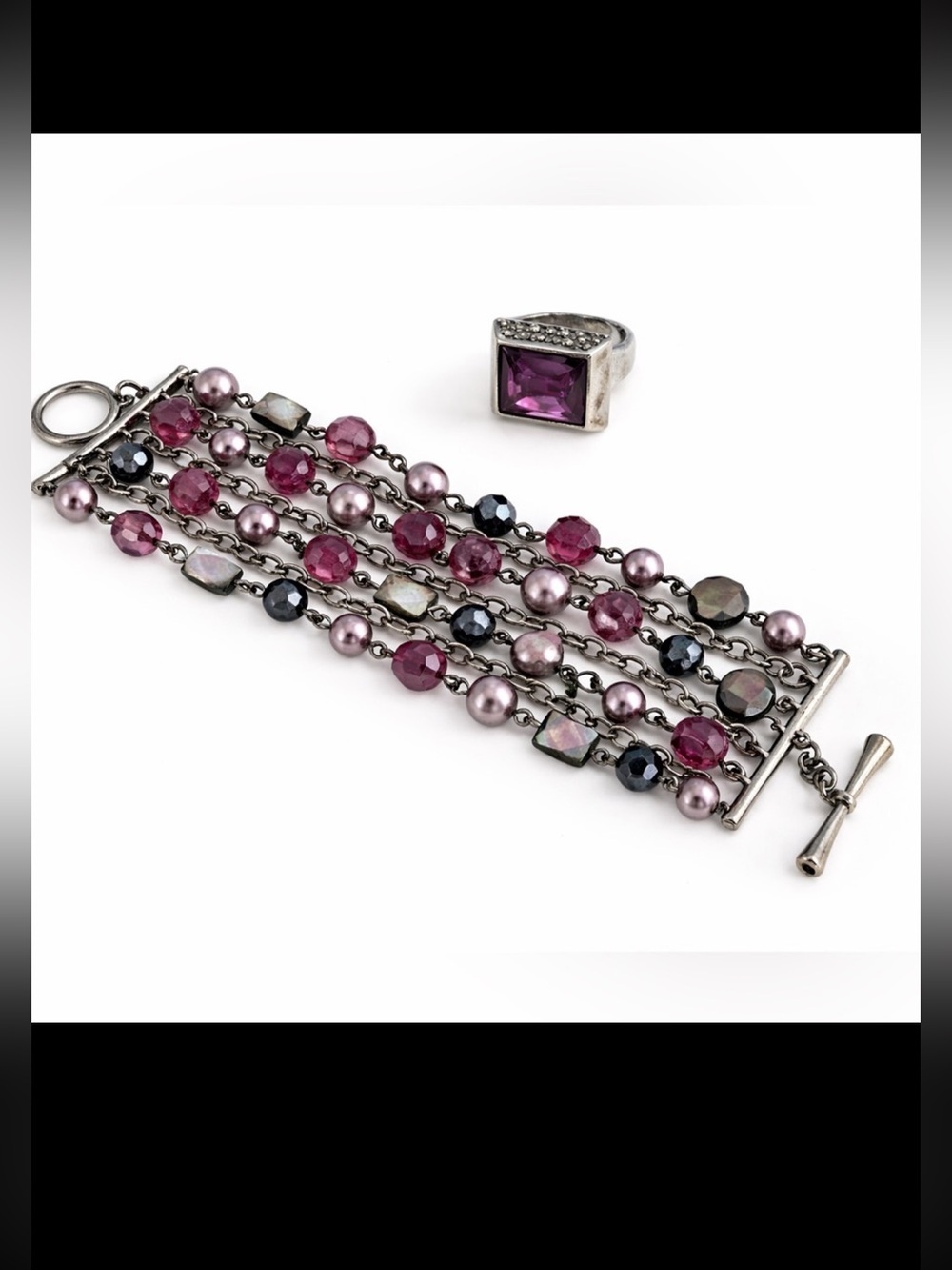 Elegant Multi-Color Bracelet and Ring Set